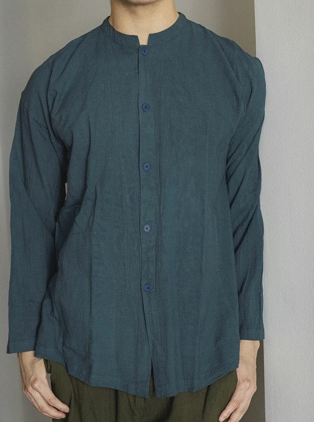 Hand-dyed Button Shirt - Long Sleeve (Dark Grey)