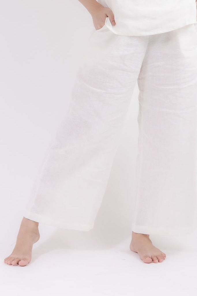 Linen Wide Leg Pants in White