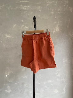 Linen Relaxed Shorts in Burnt Orange