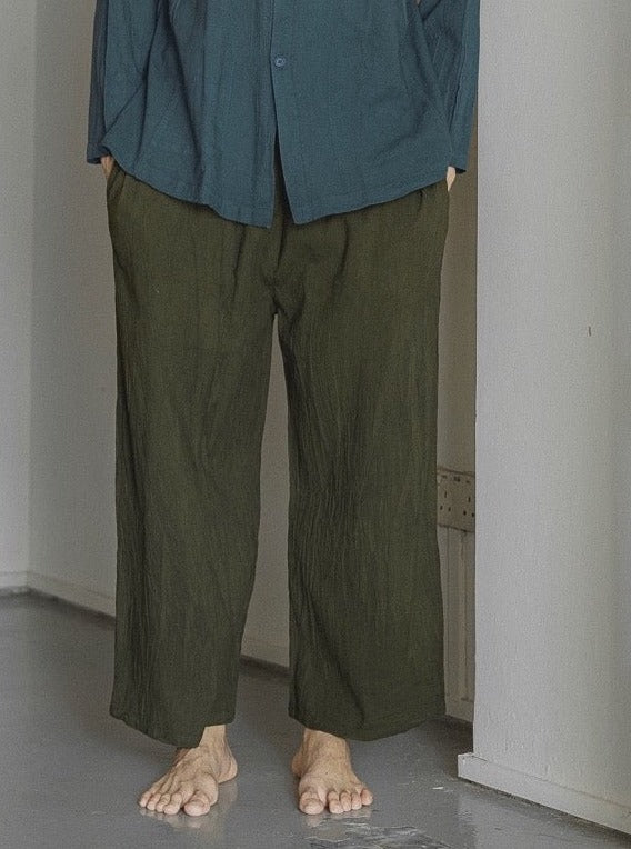 Hand-dyed Long Pants (Army Green)