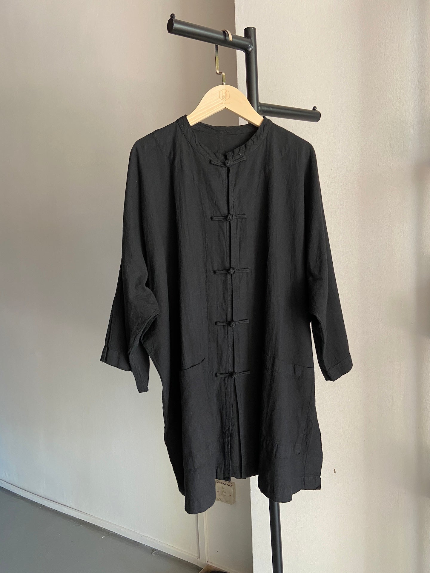 Hand-dyed Chinese Button Jacket (Black)