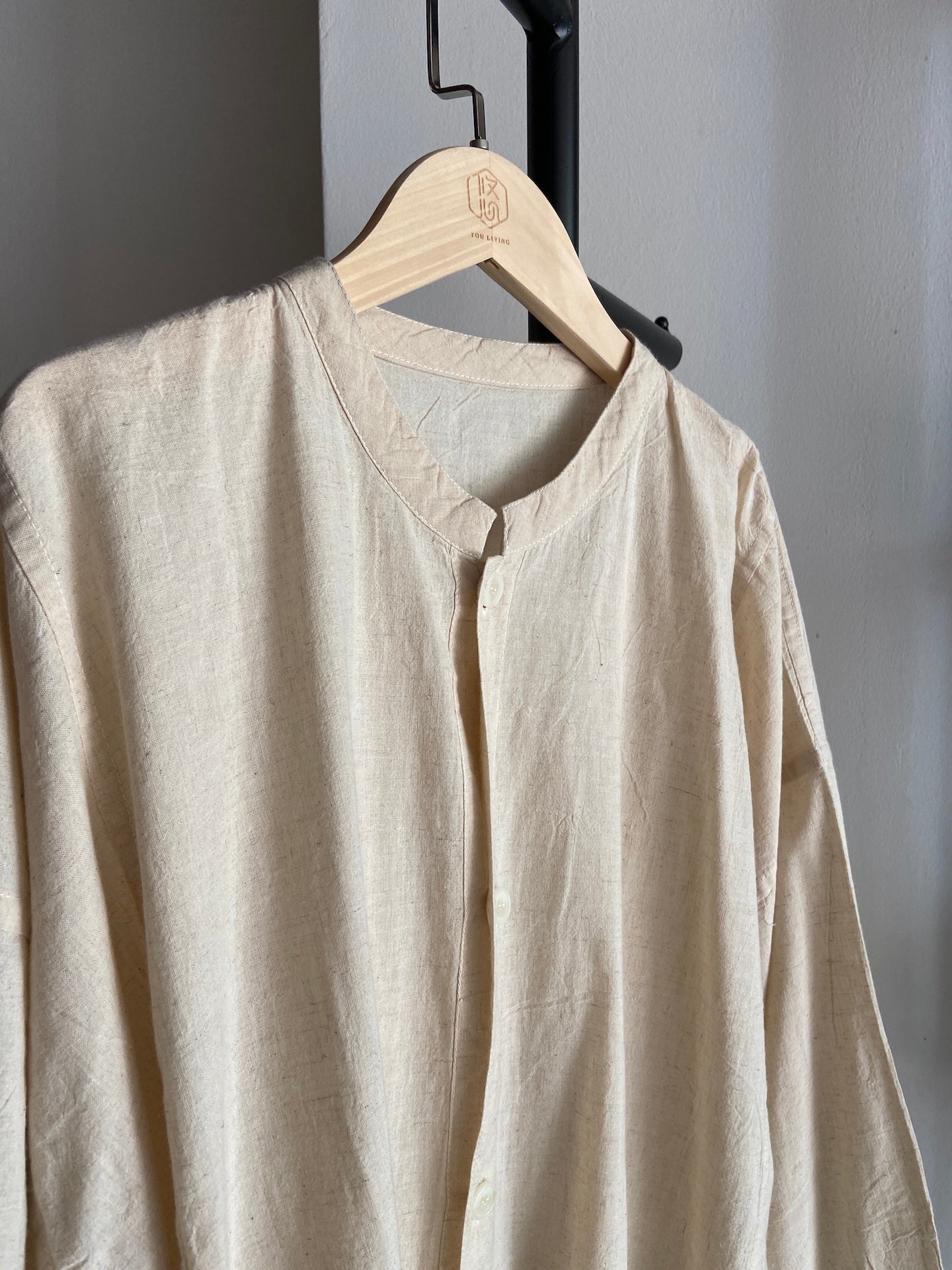 Hand-dyed Button Shirt - Long Sleeve (Off White)