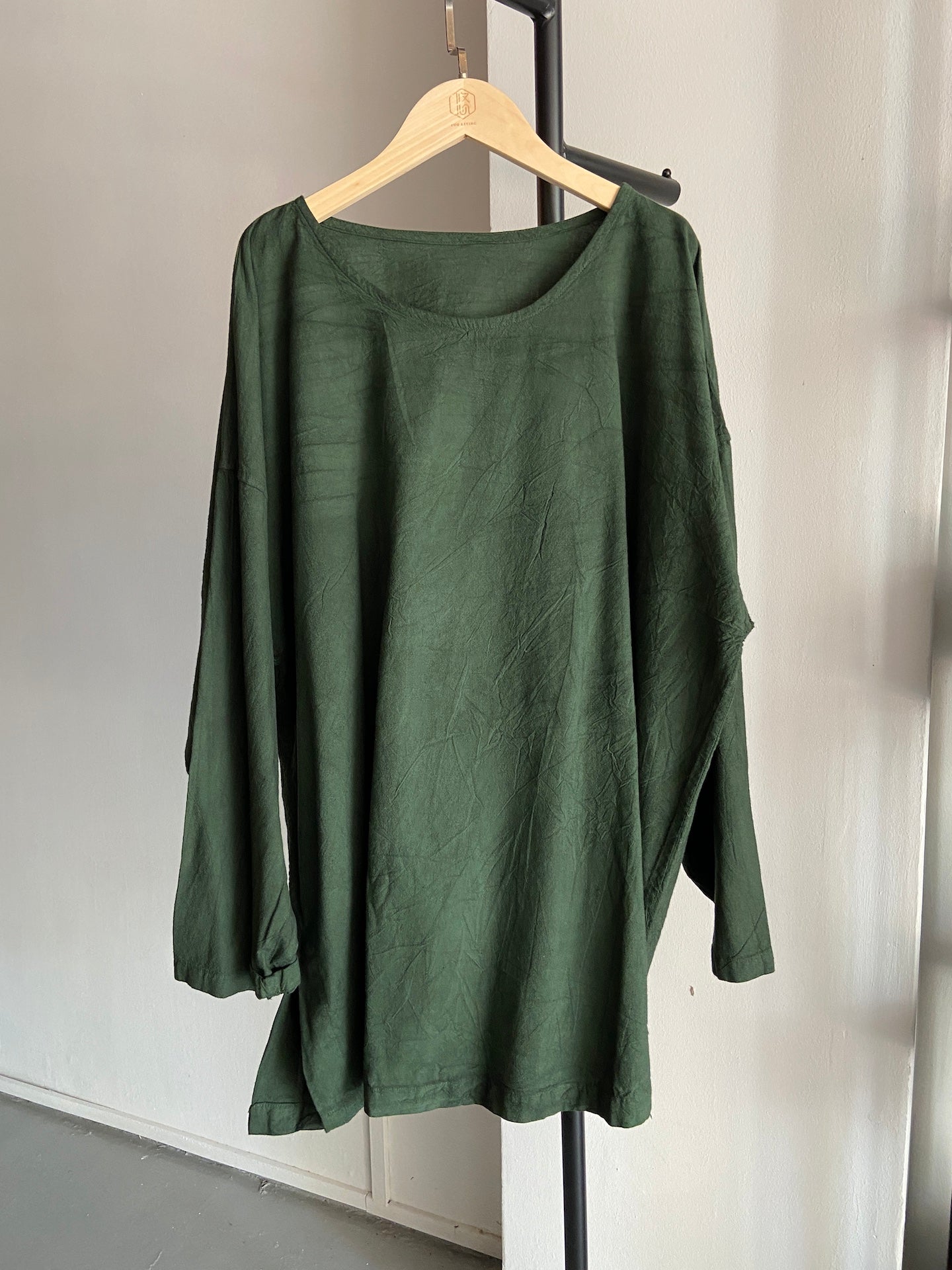 Hand-dyed Long Sleeve Top (Army Green)