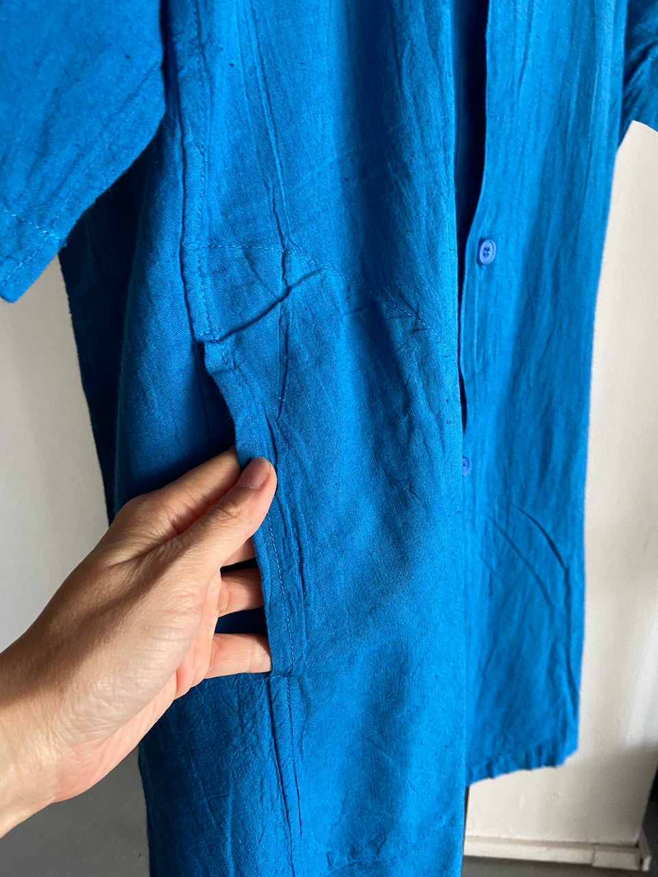 Hand-dyed Button Shirt (Blue)
