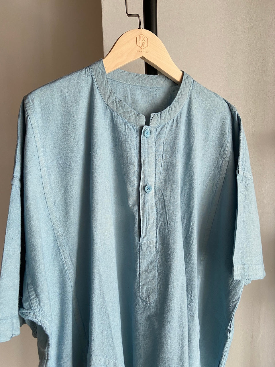 Hand-dyed Collar Shirt  (Light Blue)