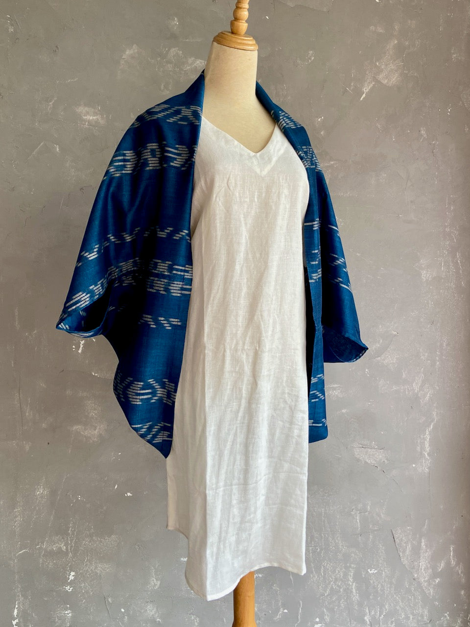 Indigo Ikat Kimono Coat
