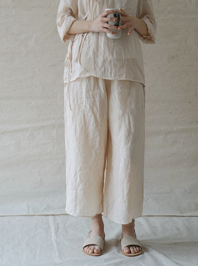 Ramie Ankle Pant (Beige)