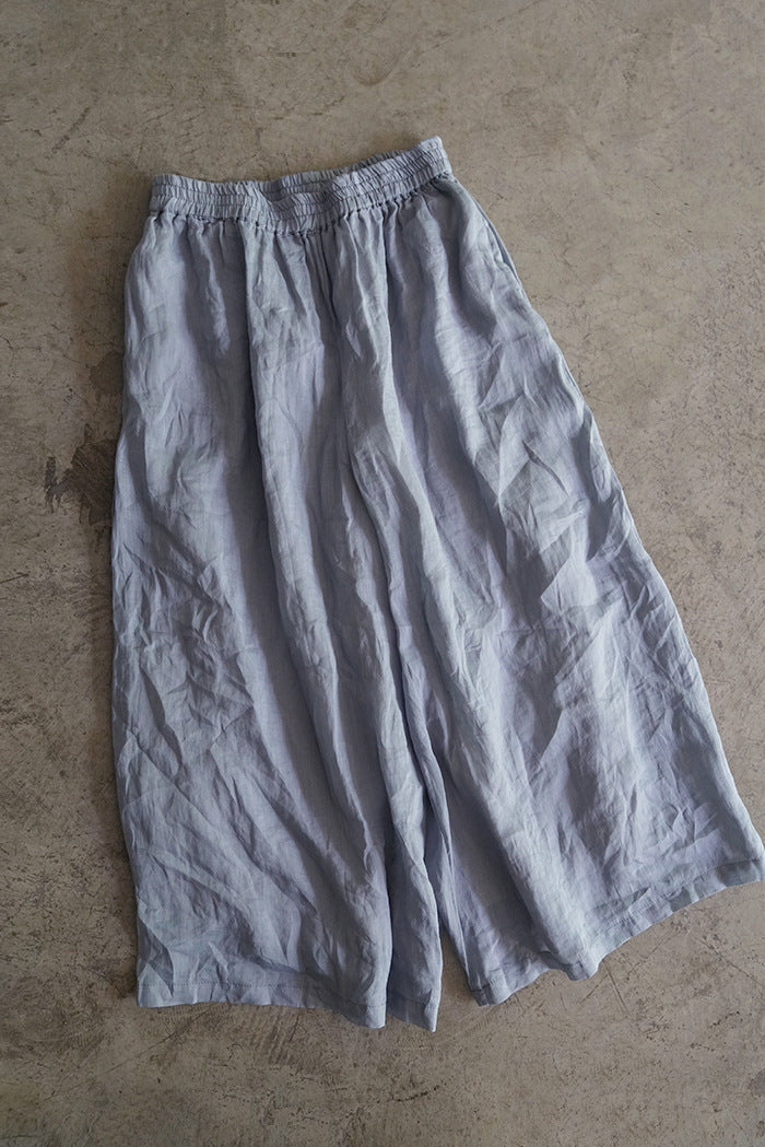 Ramie Skirt Pants (Greyish Blue)