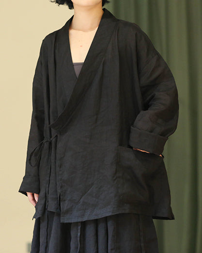 Zen Style Black Ramie Coat